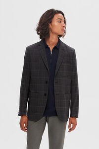 Cortefiel Men's slim fit checked suit jacket Brown