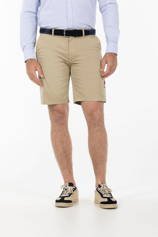 Cortefiel Cargo Bermuda shorts with patch Beige