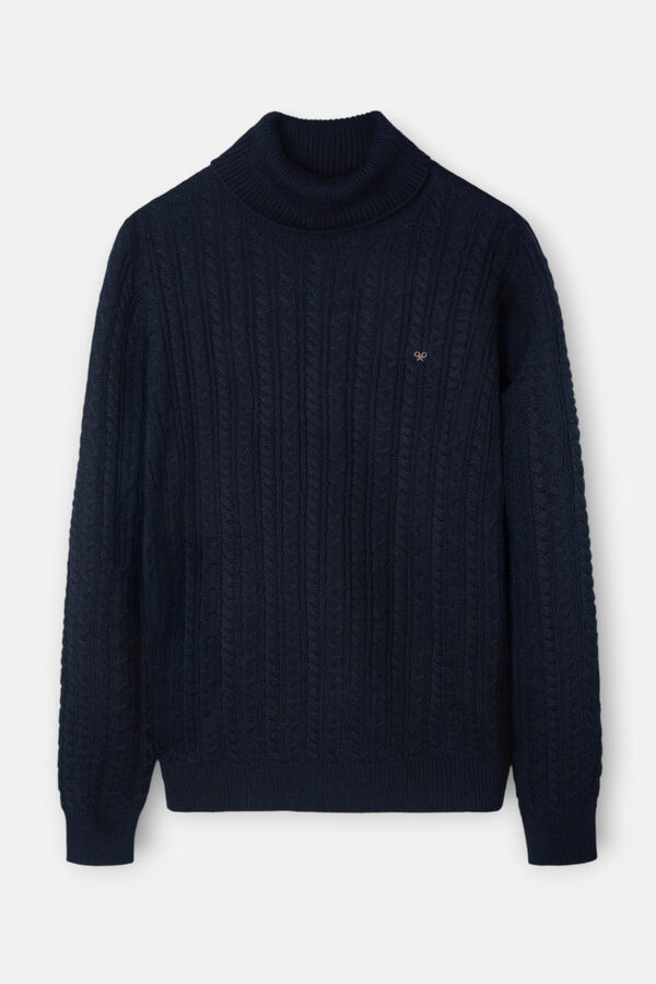 Silbon Camisola de gola com tricô oitos Azul