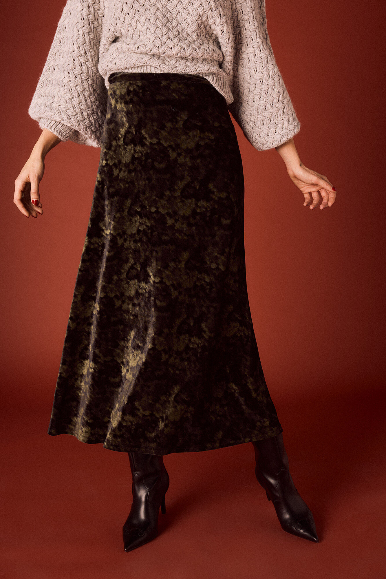 Slowlove Saia midi de veludo tie dye