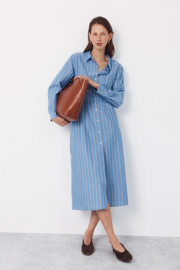 Cortefiel Striped shirt dress Printed blue