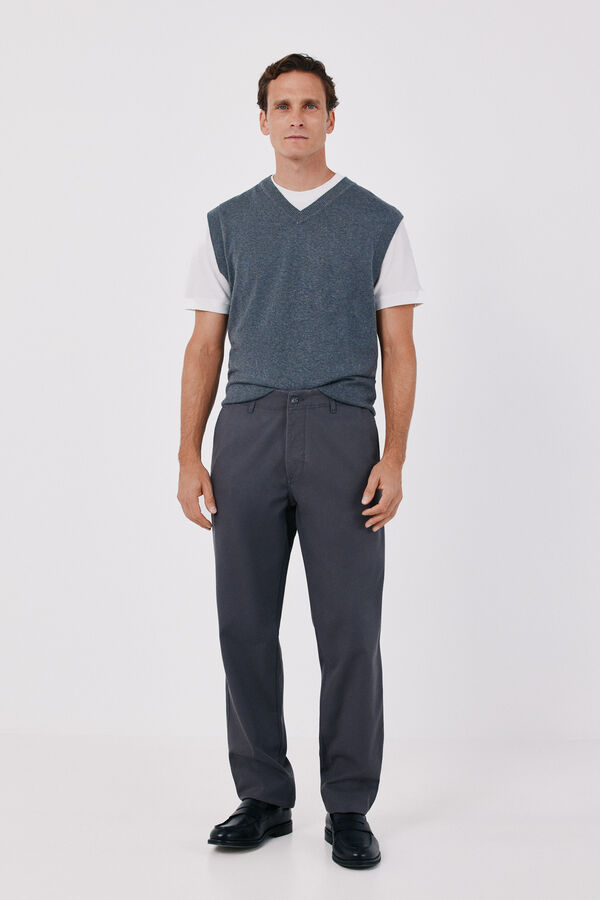 Cortefiel V-neck cotton cashmere knit gilet Navy