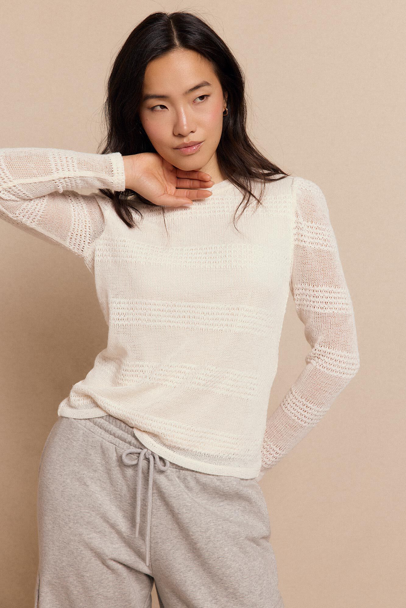 Slowlove Top manga larga estructura r&uacute;stica