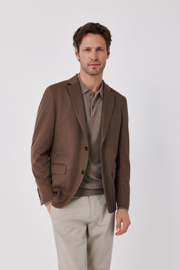 Cortefiel Basic knit blazer Dark brown
