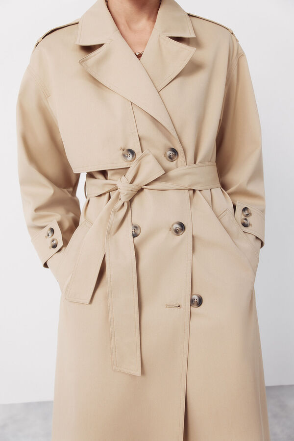 Cortefiel Long water-repellent trench coat Nude