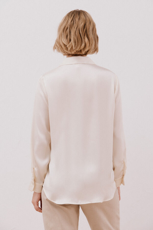 Cortefiel Satin-finish shirt Ivory