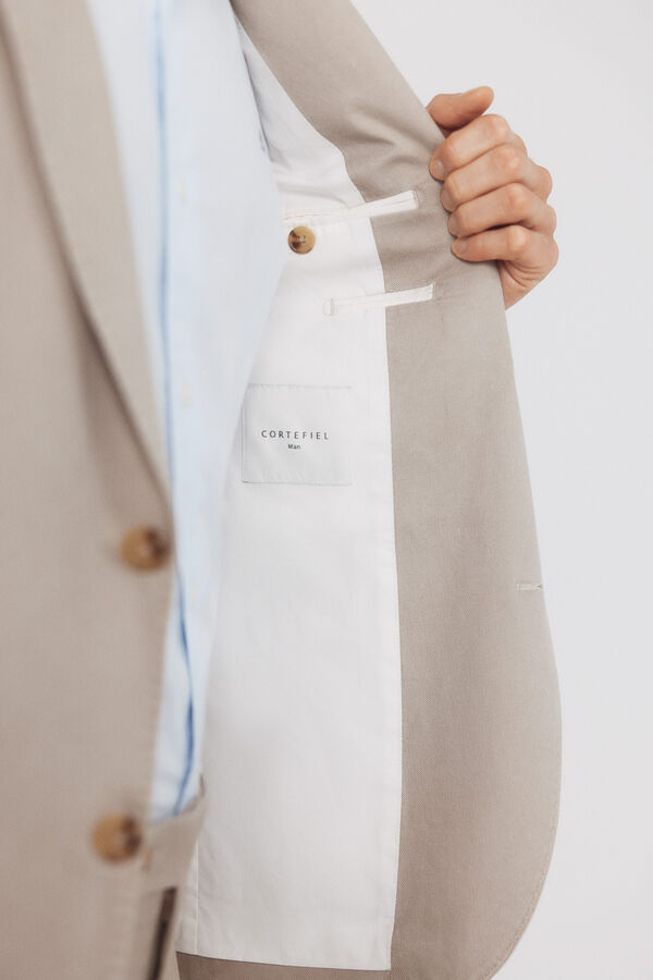 Cortefiel Blazer coordenado em mistura de linho Tostado