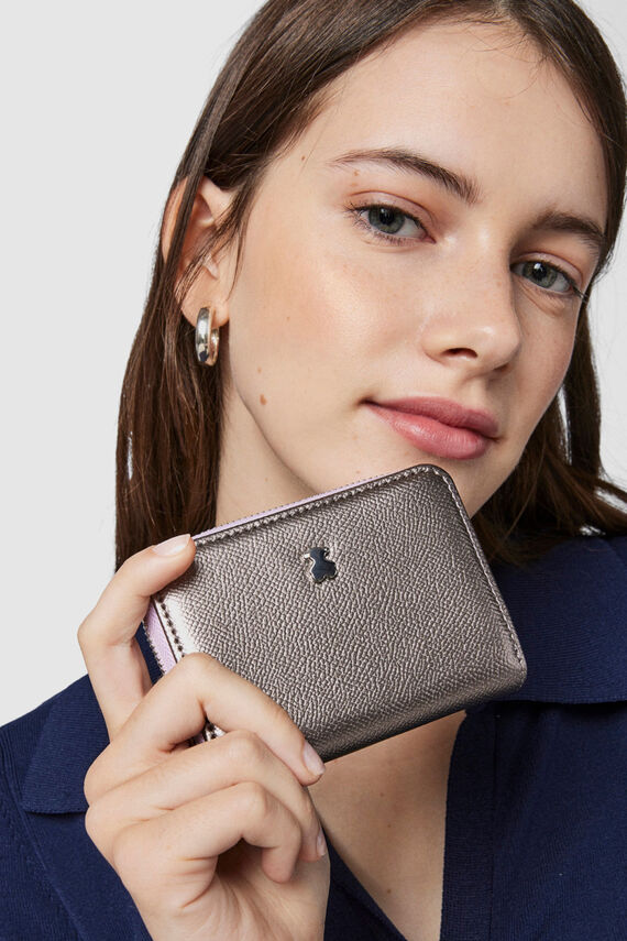 Monedero plateado New Dubai Saffiano