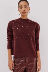 Cortefiel Jersey punto perlas Maroon
