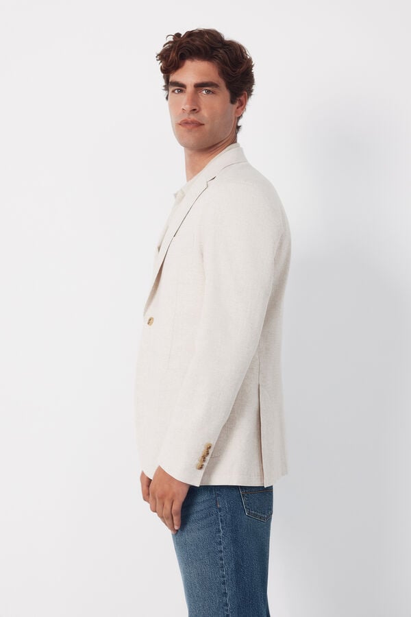 Cortefiel Linen blazer Beige
