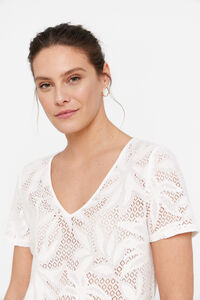 Cortefiel Jungle lace top Ivory