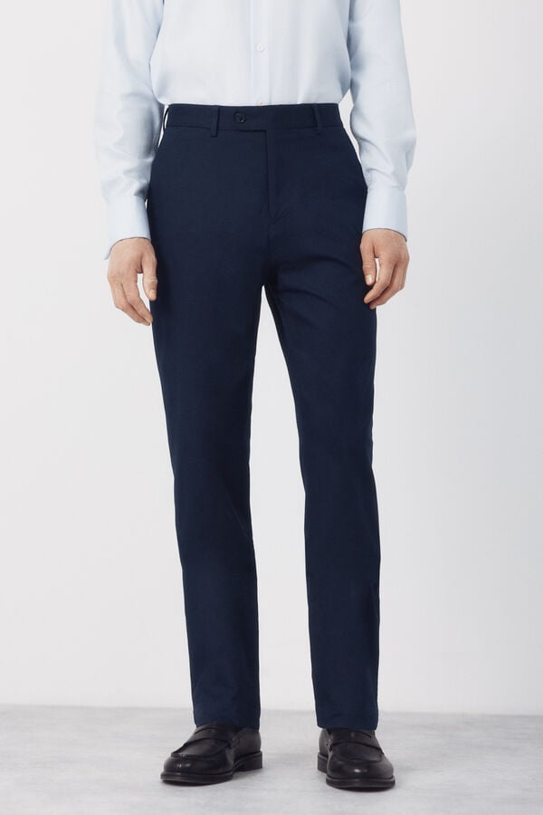 Cortefiel Linen blend coordinated trousers Navy