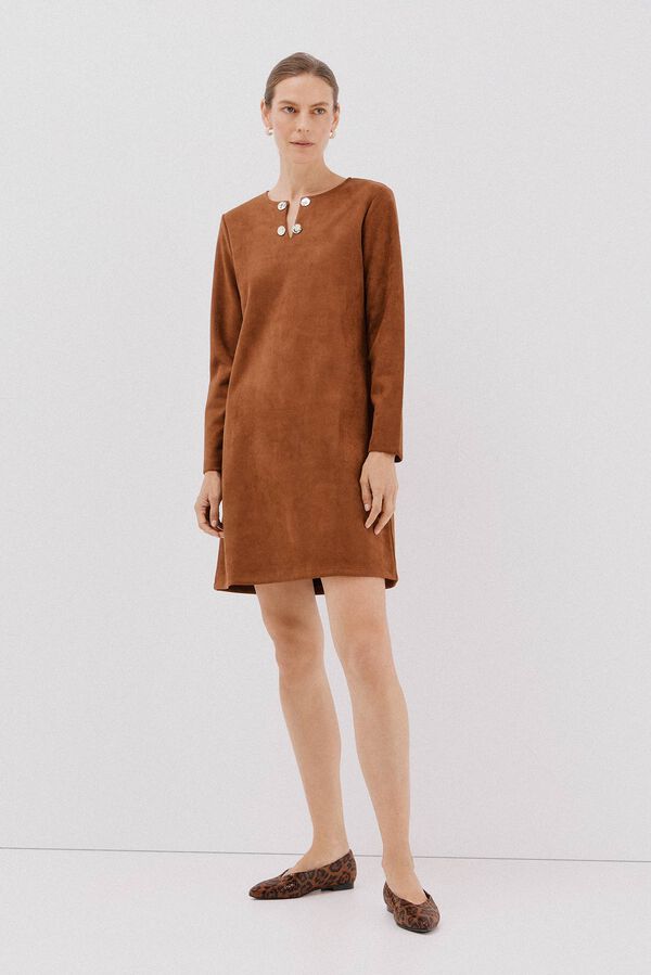 Cortefiel Suede dress Dark brown