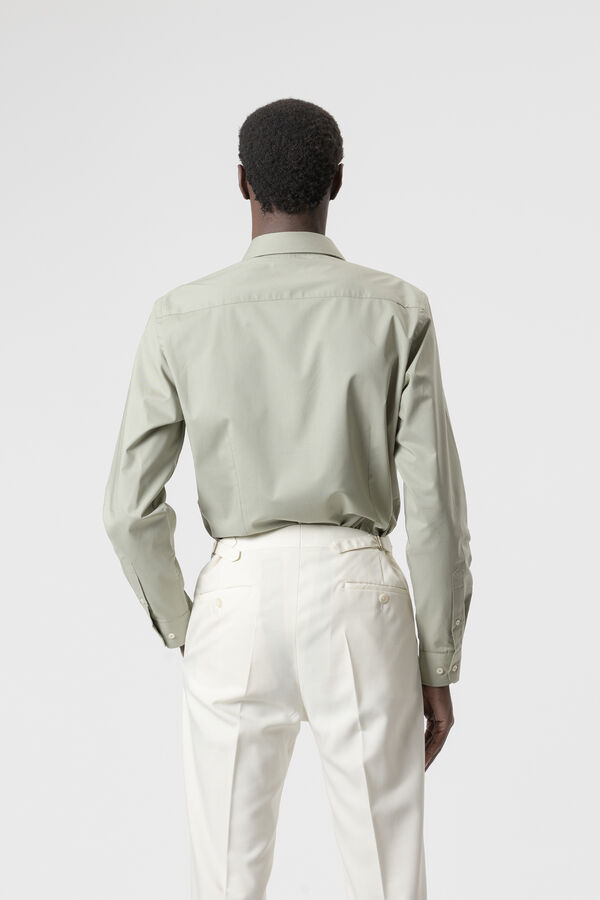 PuroEGO Camisa casual em popelina de algod&atilde;o Verde