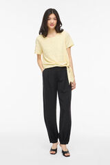 Vila Cotton openwork short sleeve top Yellow