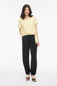 Vila Top de manga curta com recortes em algod&atilde;o