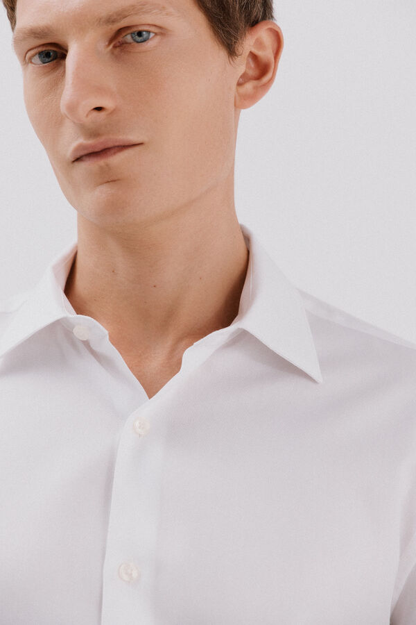 Cortefiel Easy-iron twill dress shirt White