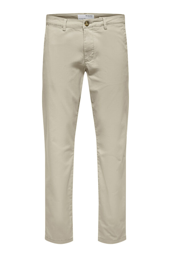 Selected Calça calças chino slim fit feita de algodão orgânico  Cinzento