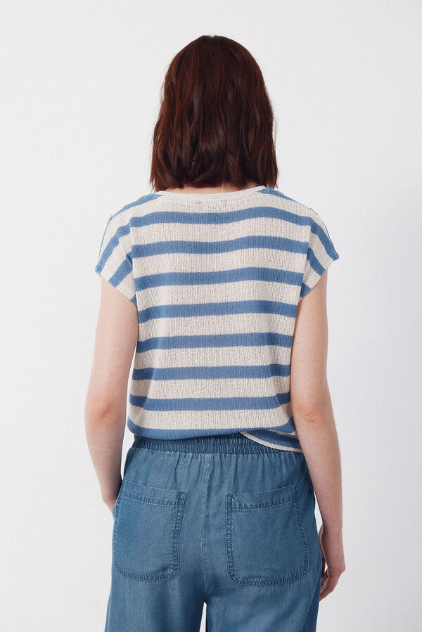 Cortefiel T-shirt textura riscas Azul