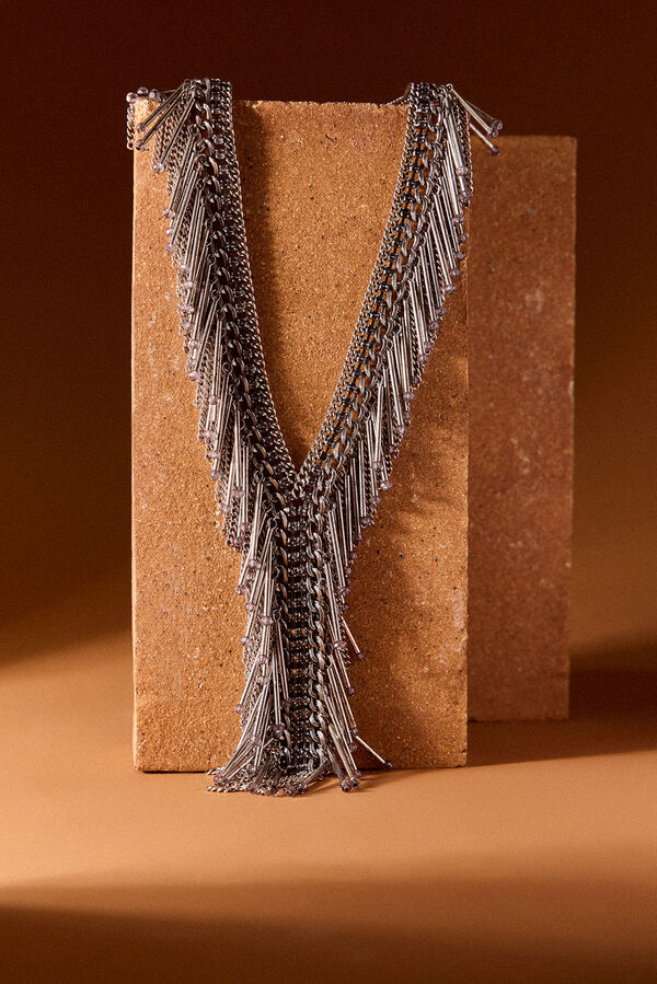 Slowlove Collar cascadas cadena Gris