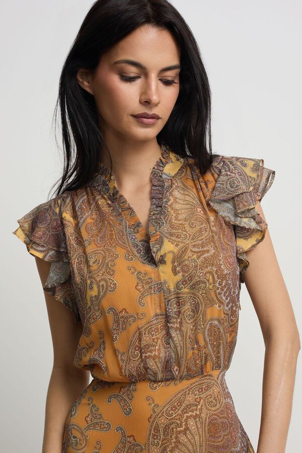 Silbon Vestido midi evas&eacute; estampado Laranja