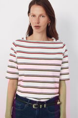 Cortefiel Boat neck t-shirt Ivory