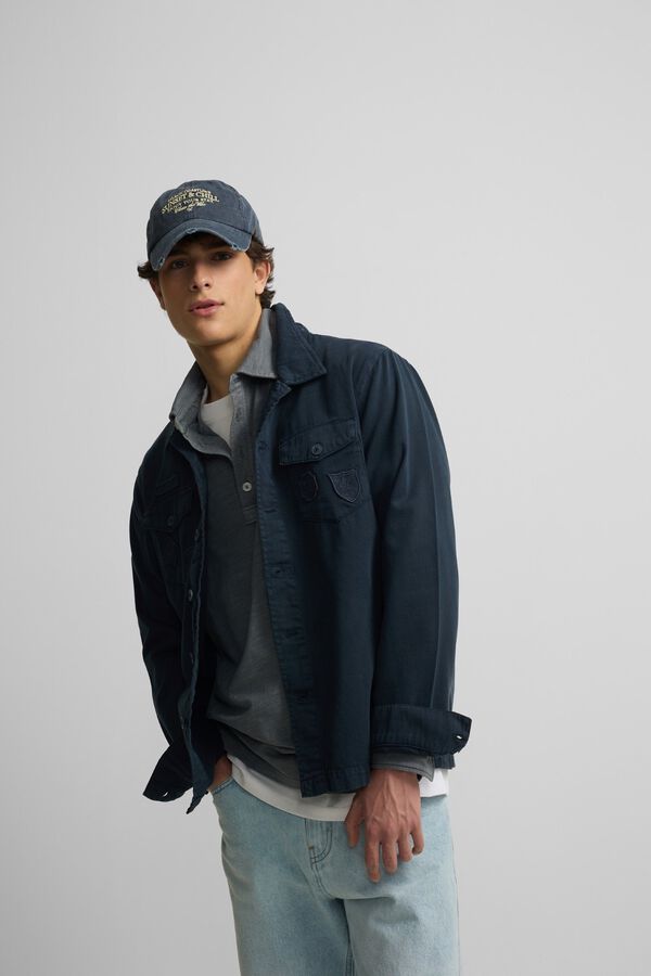 Silbon Patches overshirt Navy