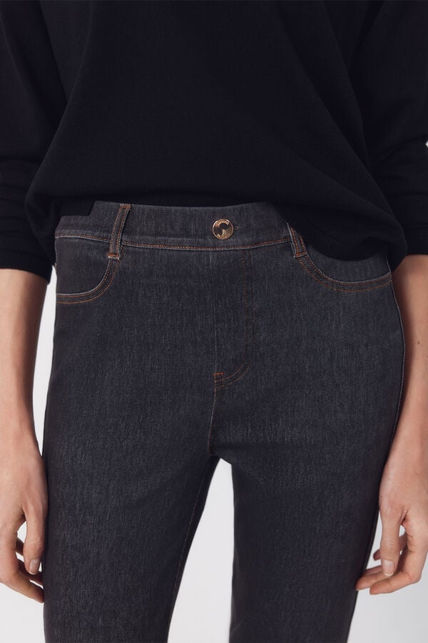 Cortefiel Jersey-knit denim legging Printed grey