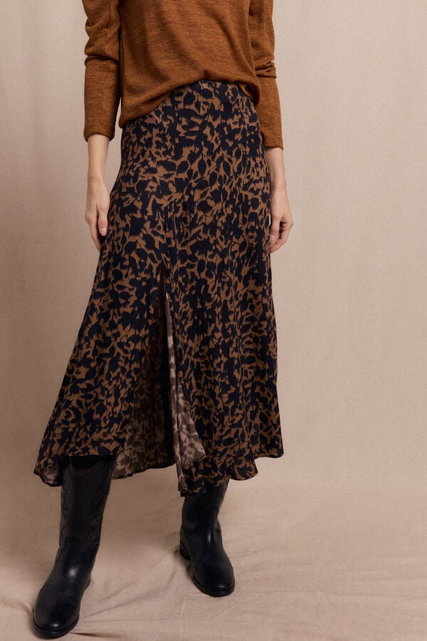Slowlove Falda midi estampada Negro