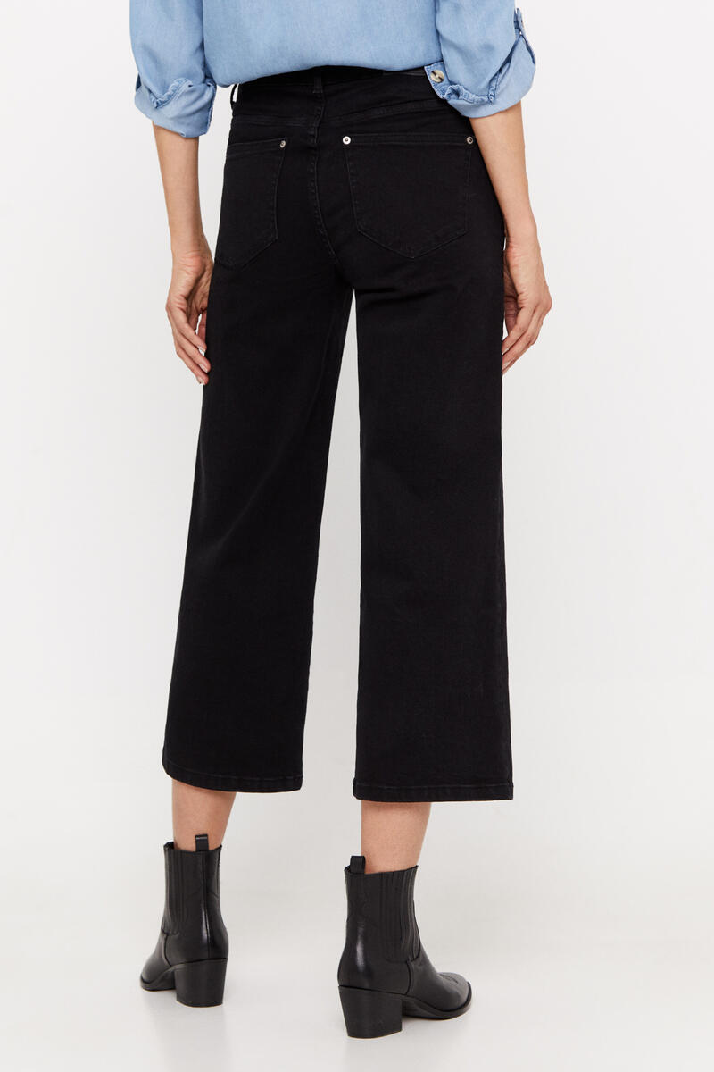 Cortefiel Cropped palazzo jeans Black