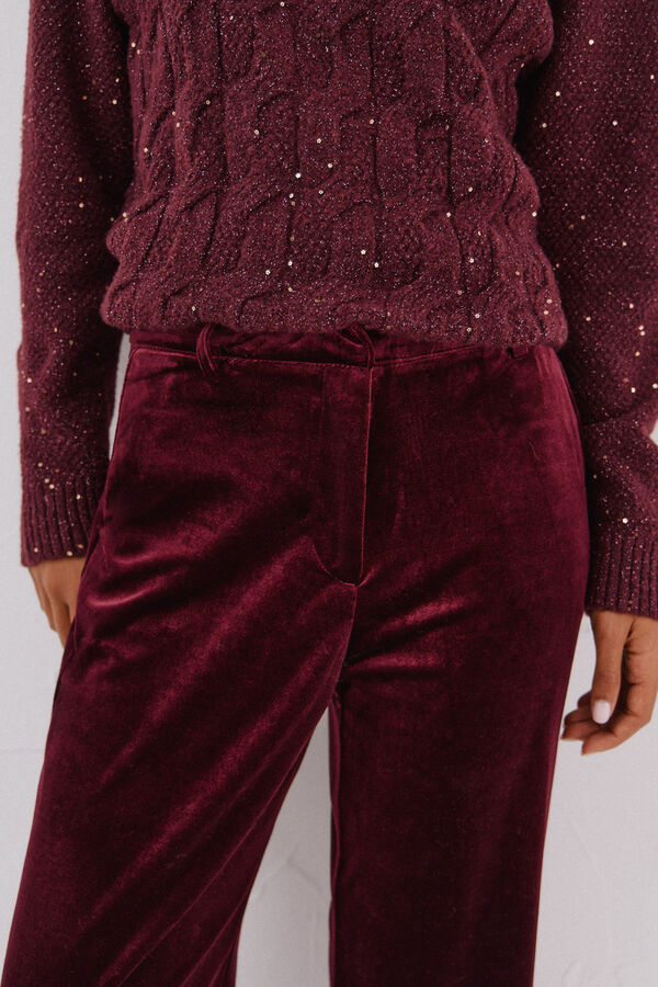 Cortefiel Velvet trousers Maroon
