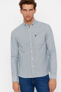 Cortefiel Checked napped Oxford shirt  Green