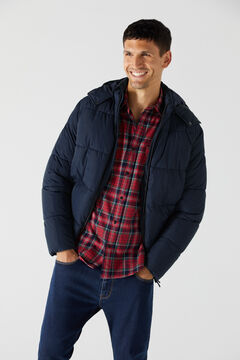 Cortefiel Quilted hooded puffer jacket Navy