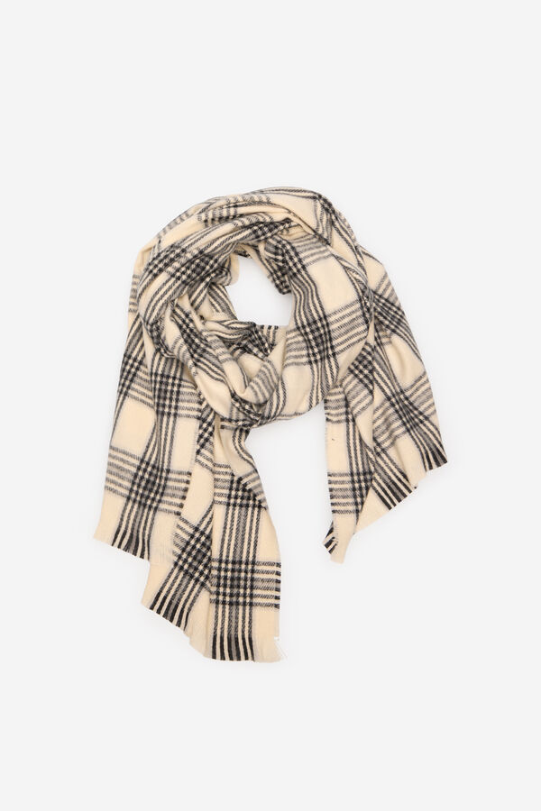 Cortefiel Tartan checked scarf Printed white