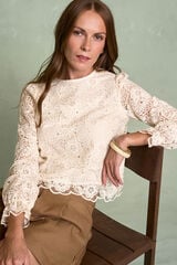 Polín Et Moi Blusa de renda Ferrara Ecru