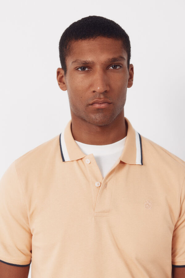 Cortefiel Fantasy neck structure polo shirt Nude