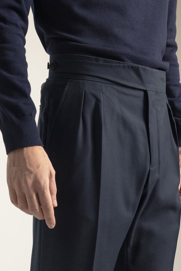 PuroEGO Calças Gurkha slim fit Azul