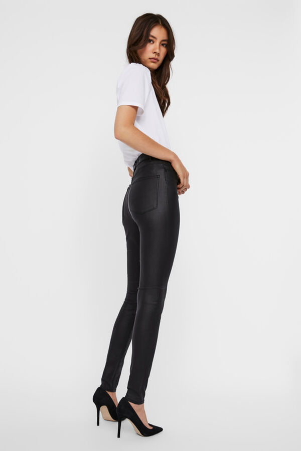 Cortefiel Women's coated trousers Black