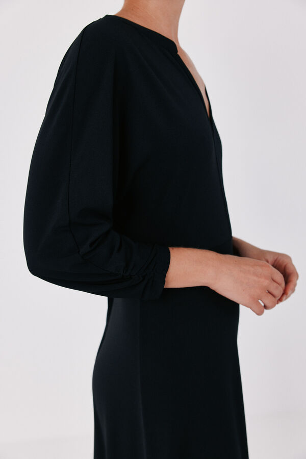 Cortefiel Vestido fluido el&aacute;stico Preto
