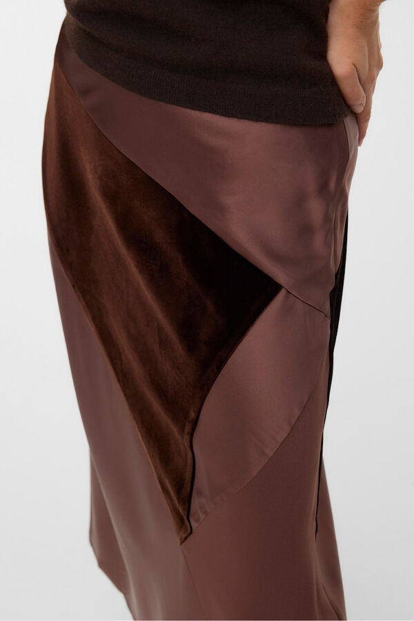 Vero Moda Saia midi de tecido triplo Castanho