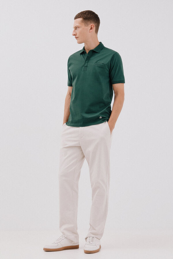 Cortefiel structured polo shirt neck Green