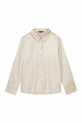 Cortefiel Shiny satin shirt Beige