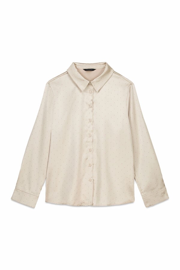 Cortefiel Shiny satin shirt Beige