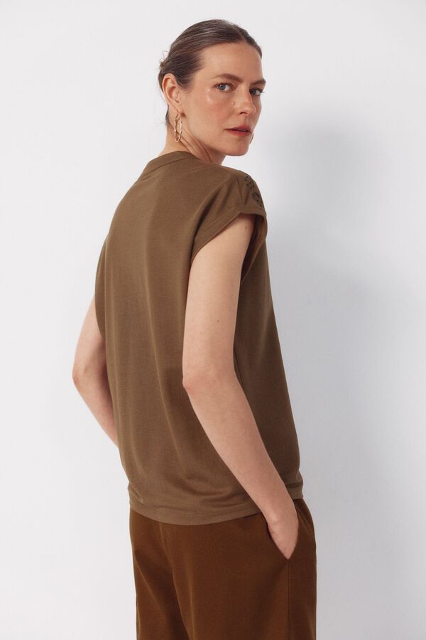 Cortefiel Detalhe bordado polo stretch piqu&eacute; Verde