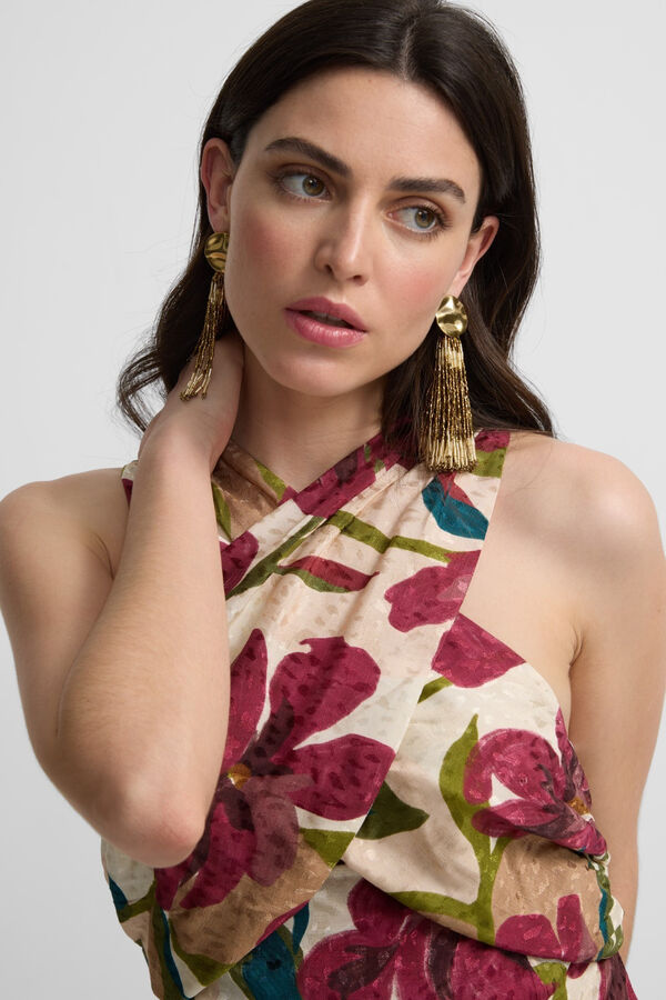 Silbon Vestido floral com halter e coleção de eventos Multicolorido