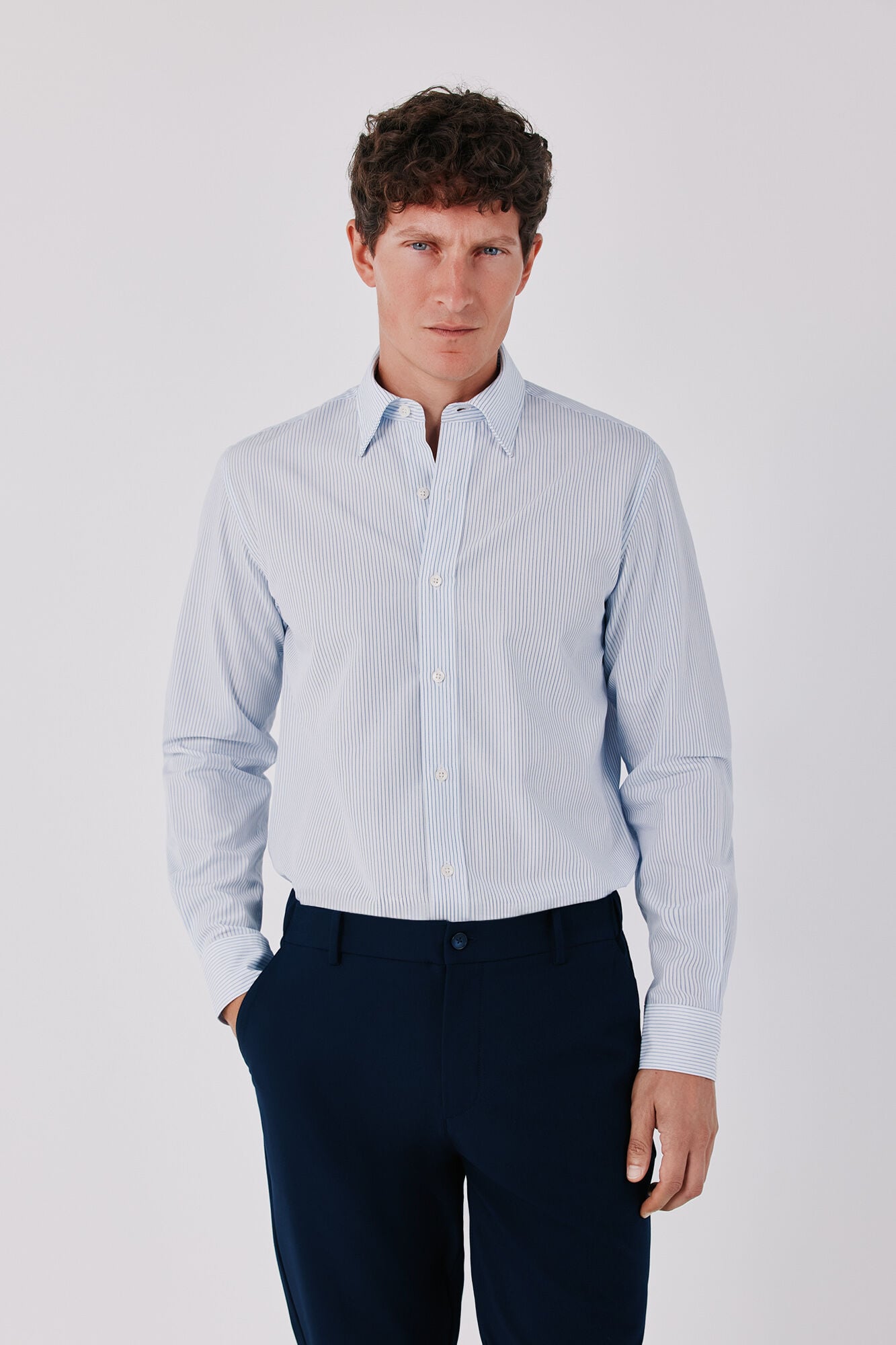 Cortefiel Striped cotton tencel shirt