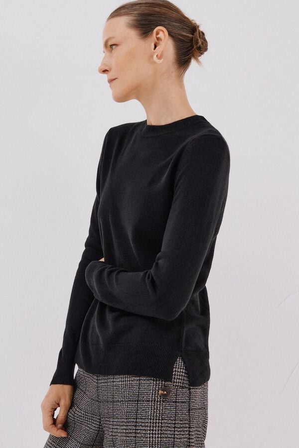 Cortefiel Basic boxy jersey Black