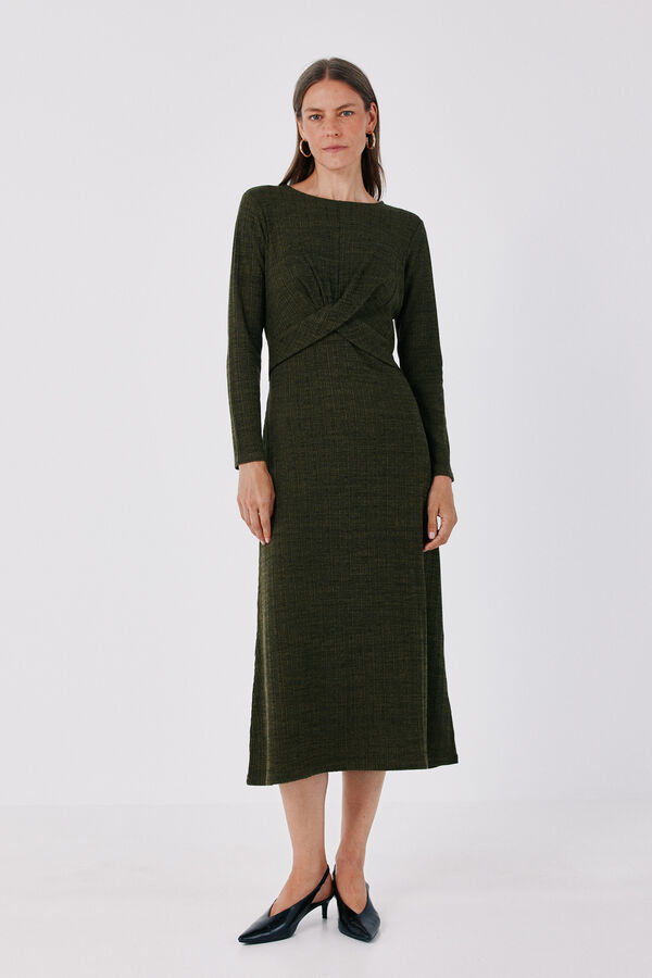 Cortefiel Knot waist dress Kaki