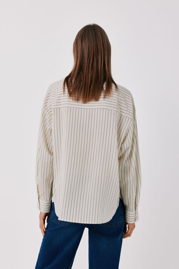Cortefiel Striped fluid shirt Printed white