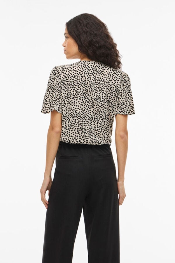 Vila Blusa de manga curta em viscose Tostado